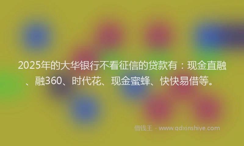 2025年的大华银行不看征信的贷款有：现金直融、融360、时代花、现金蜜蜂、快快易借等。