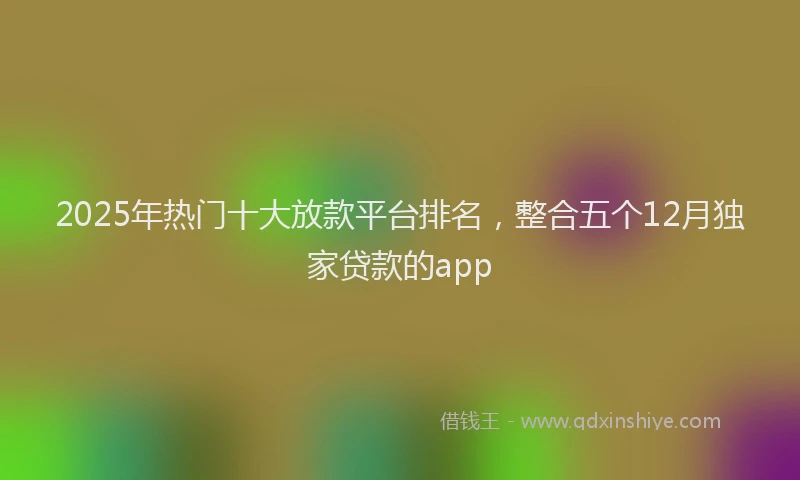 2025年热门十大放款平台排名，整合五个12月独家贷款的app