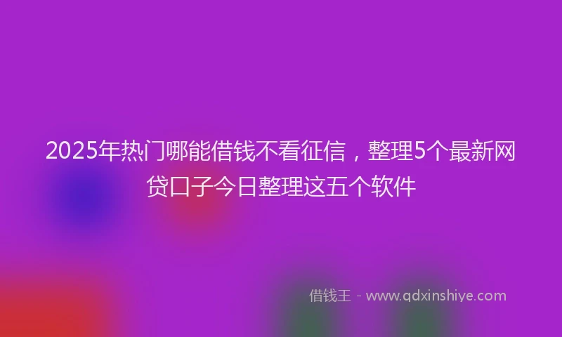 2025年热门哪能借钱不看征信，整理5个最新网贷口子今日整理这五个软件