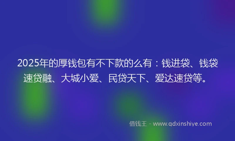 2025年的厚钱包有不下款的么有：钱进袋、钱袋速贷融、大城小爱、民贷天下、爱达速贷等。
