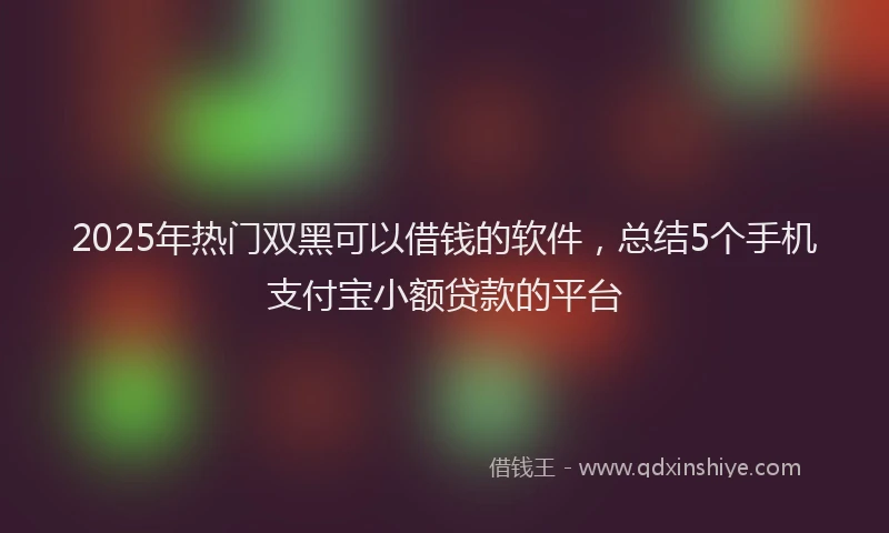 2025年热门双黑可以借钱的软件，总结5个手机支付宝小额贷款的平台