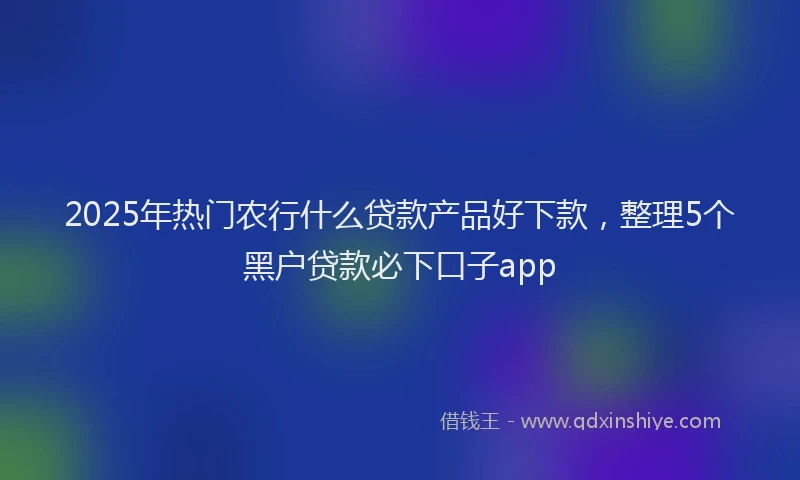 2025年热门农行什么贷款产品好下款，整理5个黑户贷款必下口子app