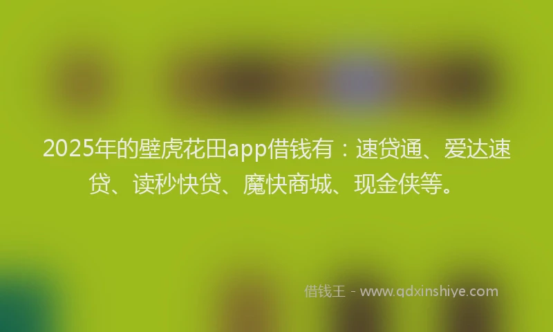 2025年的壁虎花田app借钱有：速贷通、爱达速贷、读秒快贷、魔快商城、现金侠等。