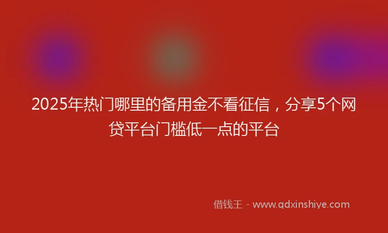 2025年热门哪里的备用金不看征信，分享5个网贷平台门槛低一点的平台