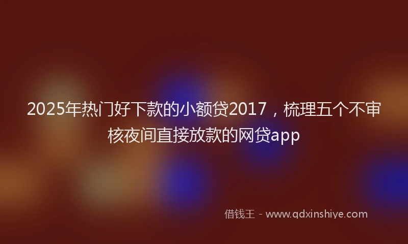 2025年热门好下款的小额贷2017，梳理五个不审核夜间直接放款的网贷app