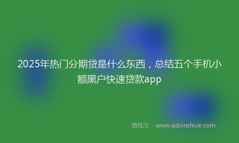 2025年热门分期贷是什么东西，总结五个手机小额黑户快速贷款app