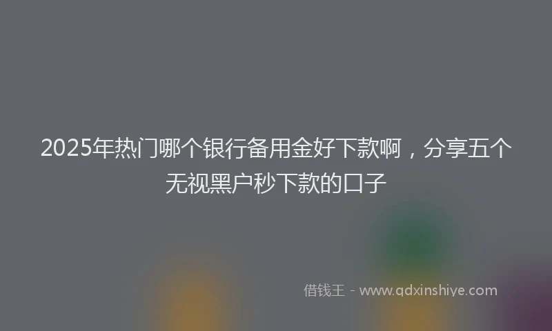 2025年热门哪个银行备用金好下款啊，分享五个无视黑户秒下款的口子