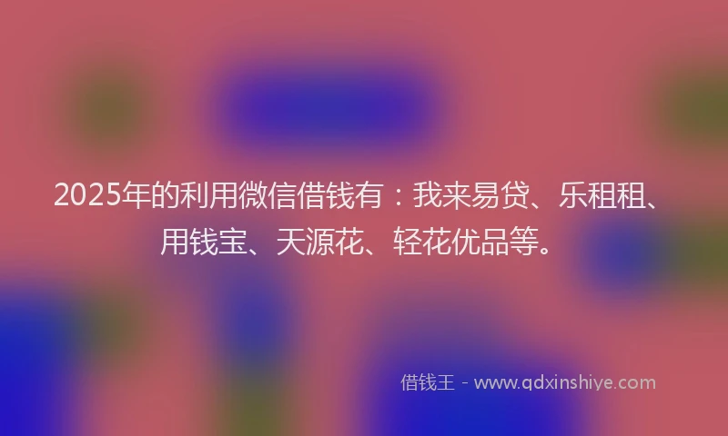 2025年的利用微信借钱有：我来易贷、乐租租、用钱宝、天源花、轻花优品等。