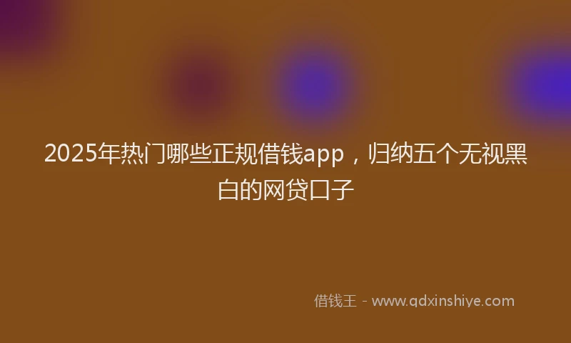 2025年热门哪些正规借钱app，归纳五个无视黑白的网贷口子
