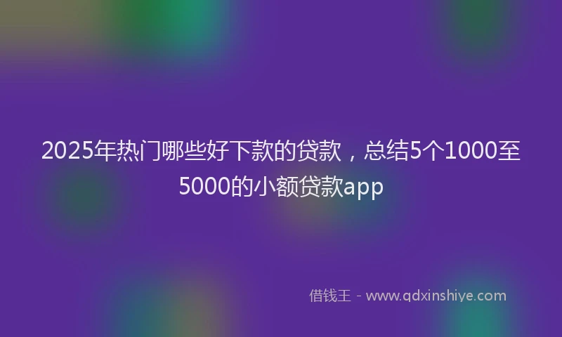 2025年热门哪些好下款的贷款，总结5个1000至5000的小额贷款app