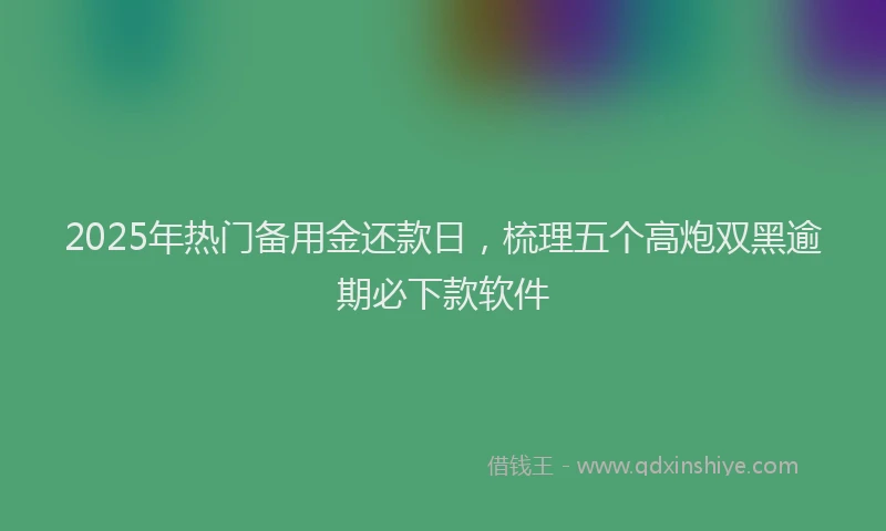 2025年热门备用金还款日，梳理五个高炮双黑逾期必下款软件