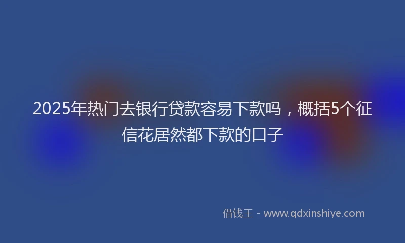 2025年热门去银行贷款容易下款吗，概括5个征信花居然都下款的口子