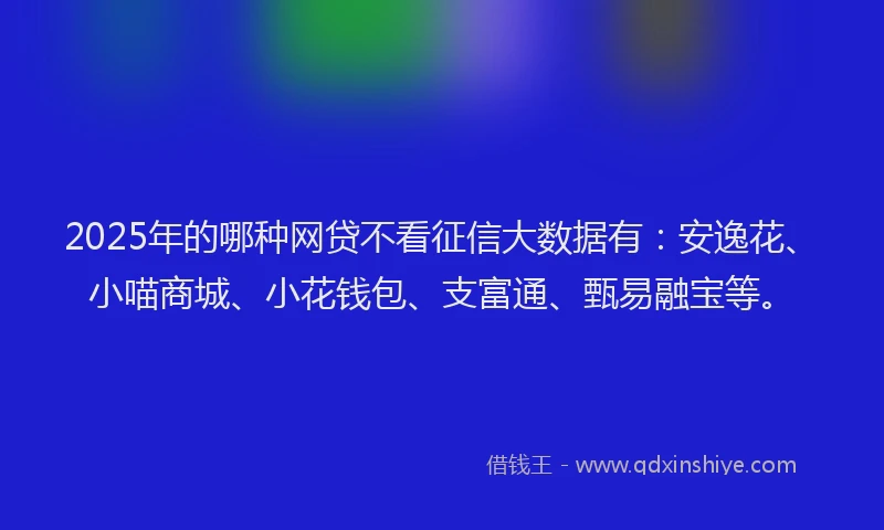2025年的哪种网贷不看征信大数据有：安逸花、小喵商城、小花钱包、支富通、甄易融宝等。