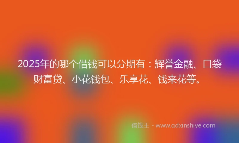 2025年的哪个借钱可以分期有：辉誉金融、口袋财富贷、小花钱包、乐享花、钱来花等。