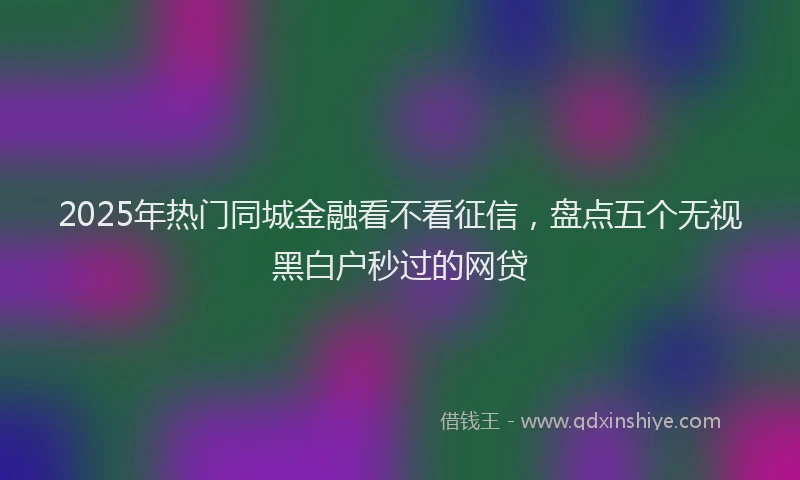 2025年热门同城金融看不看征信，盘点五个无视黑白户秒过的网贷