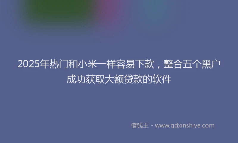 2025年热门和小米一样容易下款，整合五个黑户成功获取大额贷款的软件