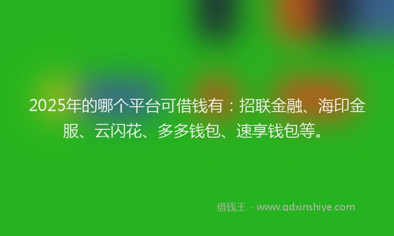 2025年的哪个平台可借钱有：招联金融、海印金服、云闪花、多多钱包、速享钱包等。