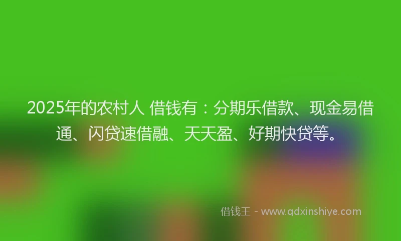 2025年的农村人 借钱有：分期乐借款、现金易借通、闪贷速借融、天天盈、好期快贷等。