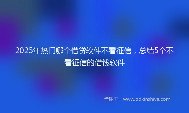 2025年热门哪个借贷软件不看征信，总结5个不看征信的借钱软件