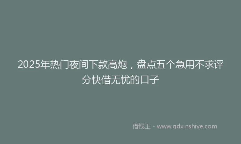 2025年热门夜间下款高炮，盘点五个急用不求评分快借无忧的口子