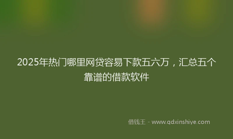 2025年热门哪里网贷容易下款五六万，汇总五个靠谱的借款软件