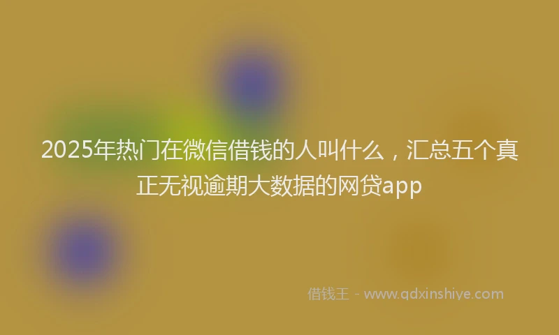 2025年热门在微信借钱的人叫什么，汇总五个真正无视逾期大数据的网贷app