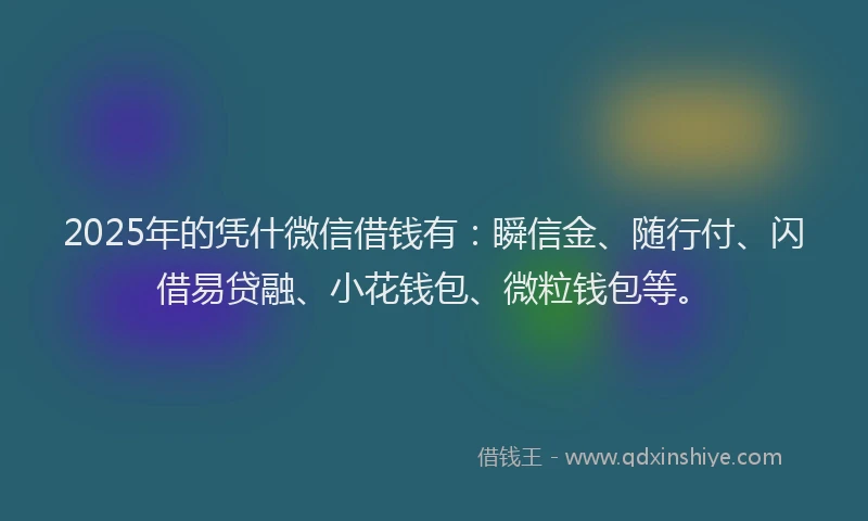 2025年的凭什微信借钱有：瞬信金、随行付、闪借易贷融、小花钱包、微粒钱包等。