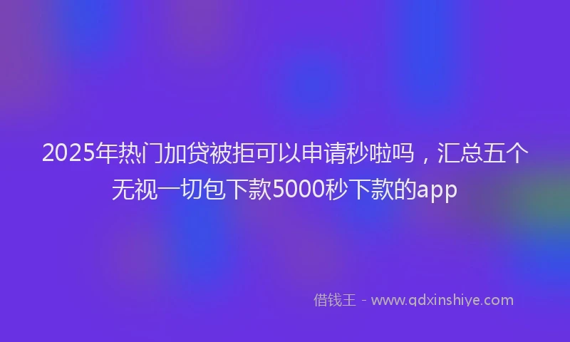 2025年热门加贷被拒可以申请秒啦吗，汇总五个无视一切包下款5000秒下款的app