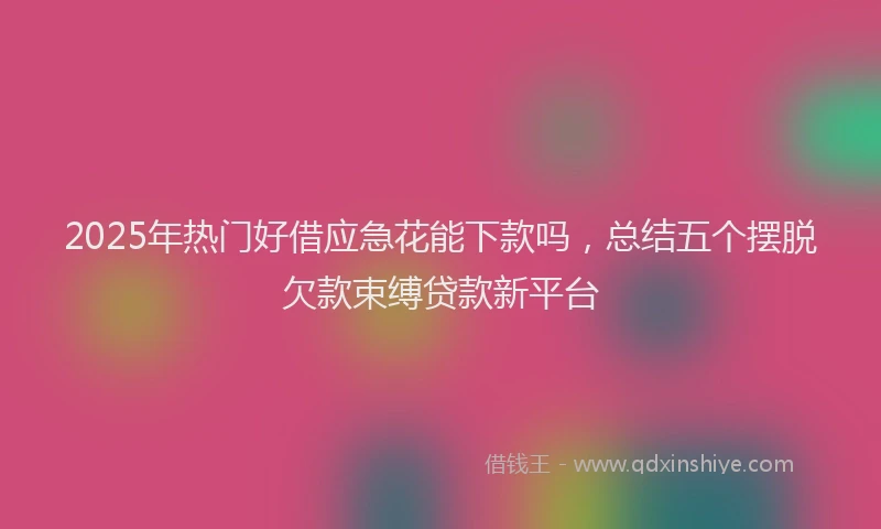 2025年热门好借应急花能下款吗，总结五个摆脱欠款束缚贷款新平台