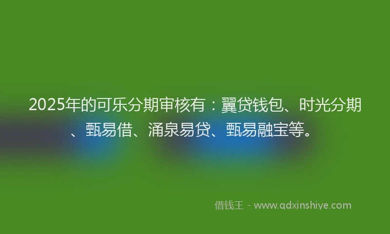 2025年的可乐分期审核有：翼贷钱包、时光分期、甄易借、涌泉易贷、甄易融宝等。