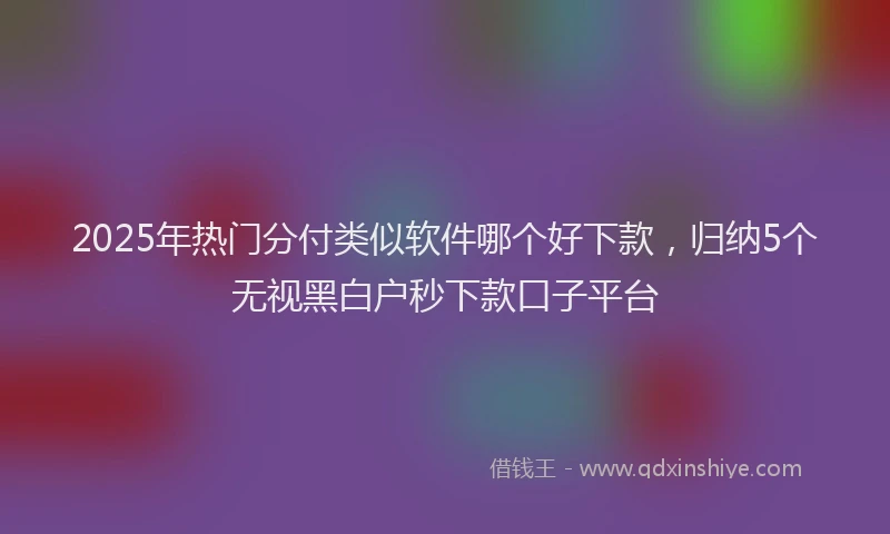 2025年热门分付类似软件哪个好下款，归纳5个无视黑白户秒下款口子平台