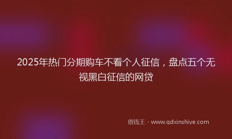 2025年热门分期购车不看个人征信，盘点五个无视黑白征信的网贷