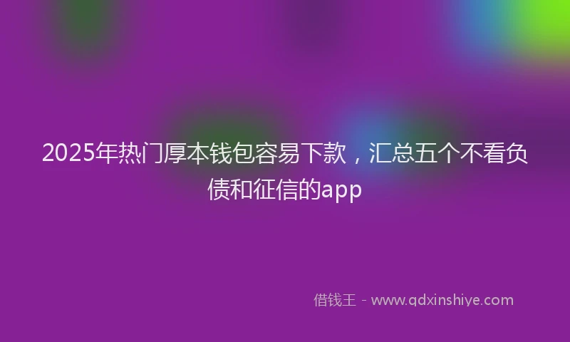 2025年热门厚本钱包容易下款，汇总五个不看负债和征信的app