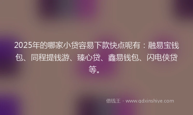 2025年的哪家小贷容易下款快点呢有：融易宝钱包、同程提钱游、臻心贷、鑫易钱包、闪电侠贷等。