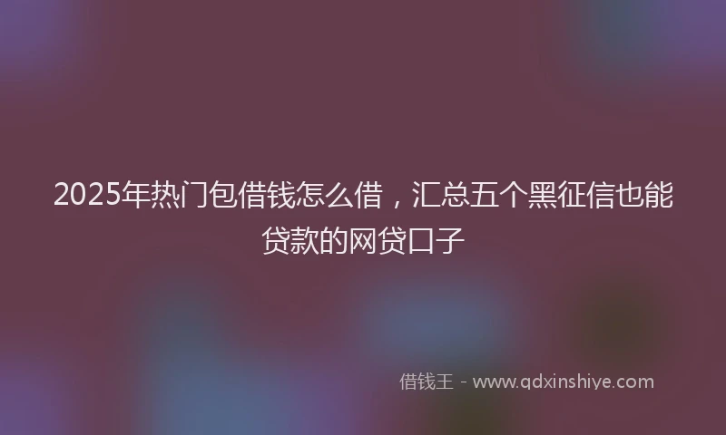 2025年热门包借钱怎么借，汇总五个黑征信也能贷款的网贷口子