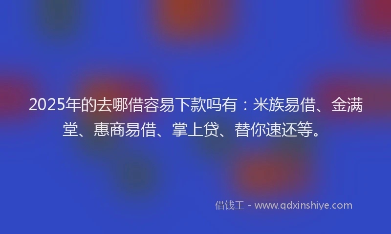 2025年的去哪借容易下款吗有：米族易借、金满堂、惠商易借、掌上贷、替你速还等。