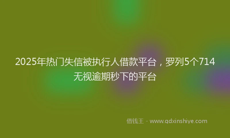 2025年热门失信被执行人借款平台，罗列5个714无视逾期秒下的平台