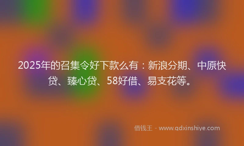 2025年的召集令好下款么有：新浪分期、中原快贷、臻心贷、58好借、易支花等。