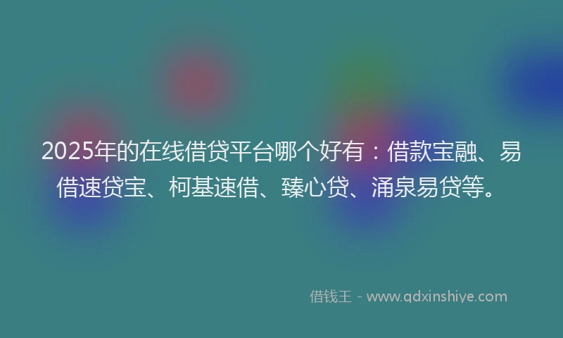 2025年的在线借贷平台哪个好有：借款宝融、易借速贷宝、柯基速借、臻心贷、涌泉易贷等。