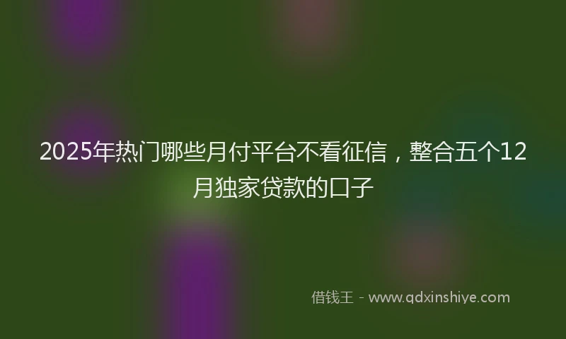 2025年热门哪些月付平台不看征信，整合五个12月独家贷款的口子