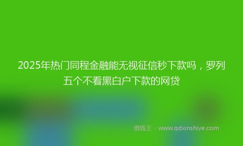 2025年热门同程金融能无视征信秒下款吗，罗列五个不看黑白户下款的网贷