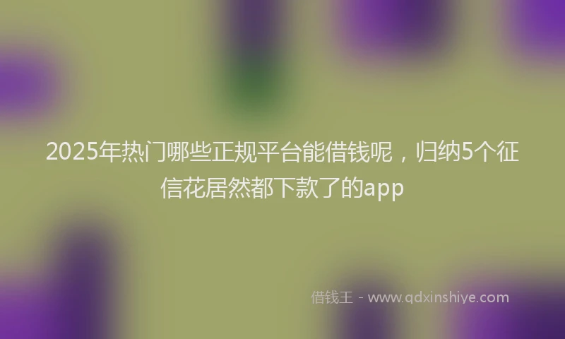 2025年热门哪些正规平台能借钱呢，归纳5个征信花居然都下款了的app