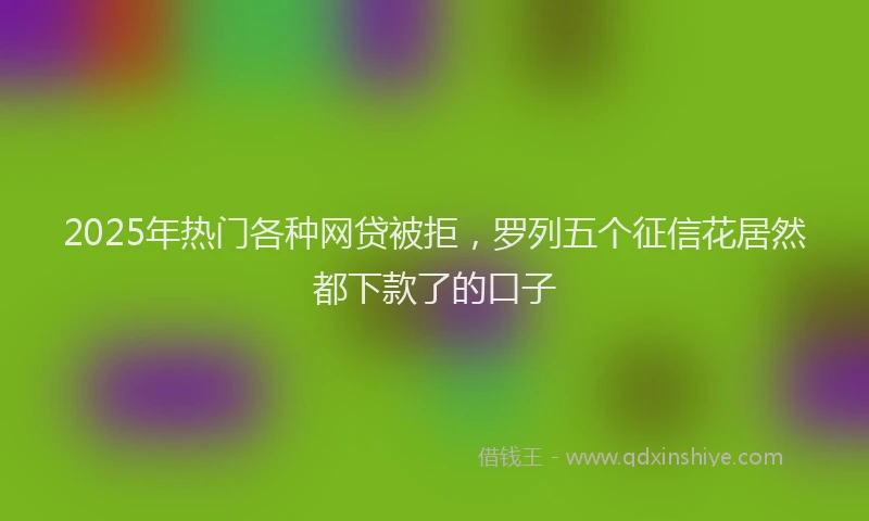 2025年热门各种网贷被拒，罗列五个征信花居然都下款了的口子