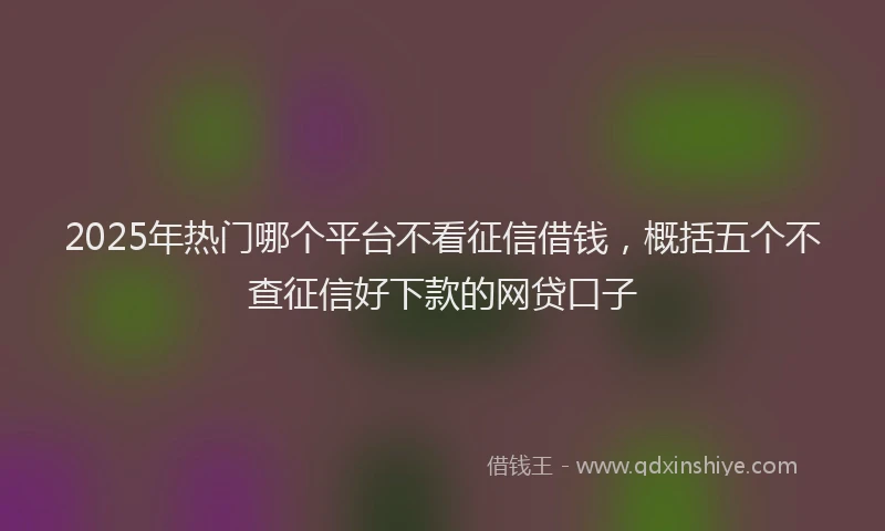 2025年热门哪个平台不看征信借钱，概括五个不查征信好下款的网贷口子