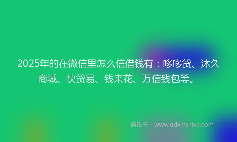 2025年的在微信里怎么信借钱有：哆哆贷、沐久商城、快贷易、钱来花、万信钱包等。