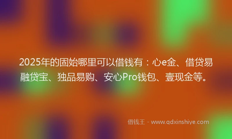 2025年的固始哪里可以借钱有：心e金、借贷易融贷宝、独品易购、安心Pro钱包、壹现金等。