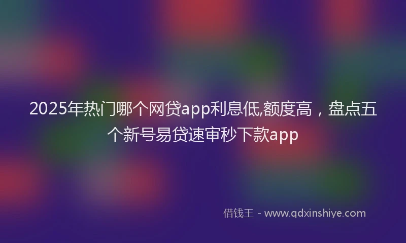 2025年热门哪个网贷app利息低,额度高，盘点五个新号易贷速审秒下款app