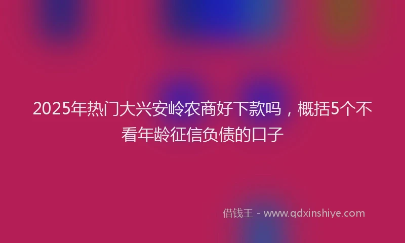 2025年热门大兴安岭农商好下款吗，概括5个不看年龄征信负债的口子