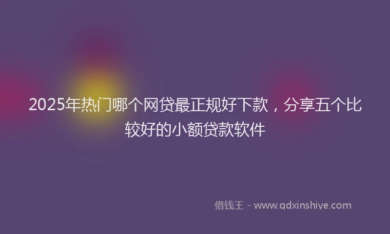 2025年热门哪个网贷最正规好下款，分享五个比较好的小额贷款软件