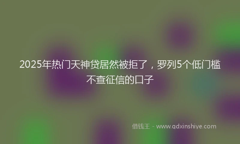 2025年热门天神贷居然被拒了，罗列5个低门槛不查征信的口子